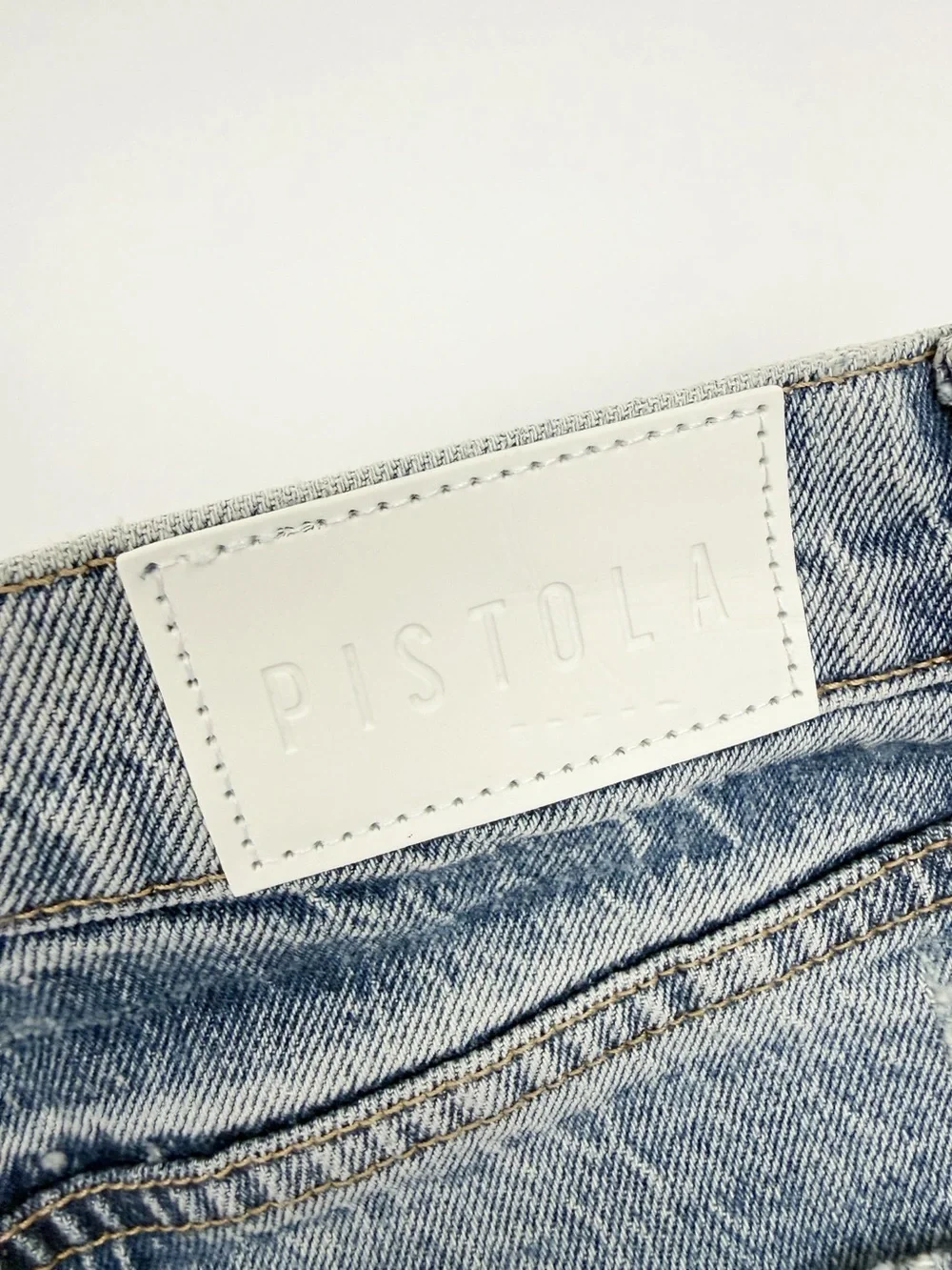 Pistola Kaylee High Rise Pinched Loose Straight Jean Short in Boulder Wash Blue